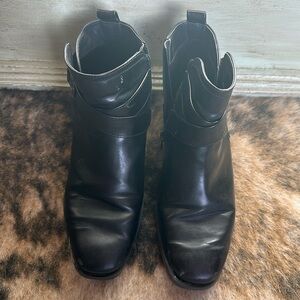 These are black leather boots brand is time and tru size 8 wide good condition